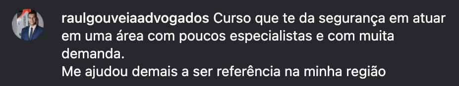 Comentário no Instagram: me ajudou demais a ser referência na minha região